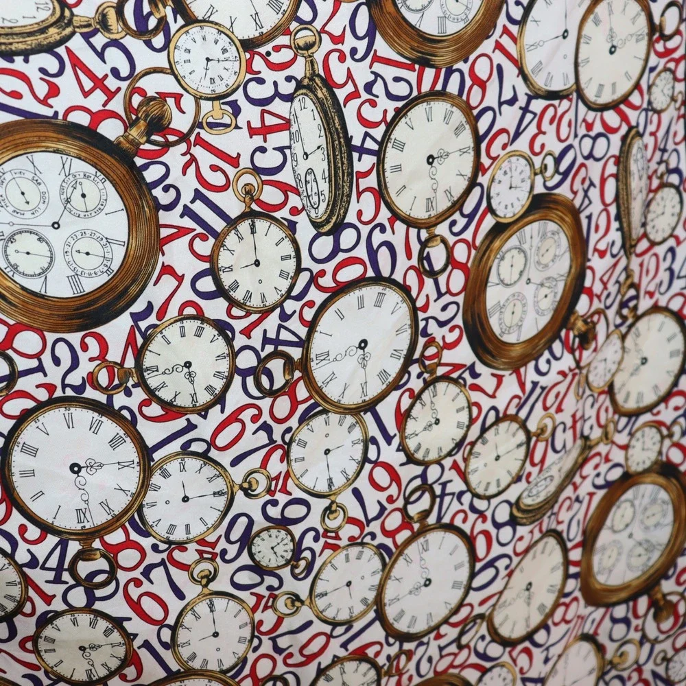 Unbranded Pocket Watch Scarf 34x33 Multicolor‎ Women Vintage Clock Print